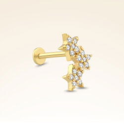 0,08 Karat Pırlanta Taşlı Yıldız Piercing - 2
