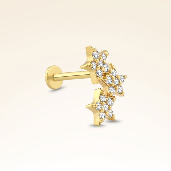 0,08 Karat Pırlanta Taşlı Yıldız Piercing - Pare Pırlanta