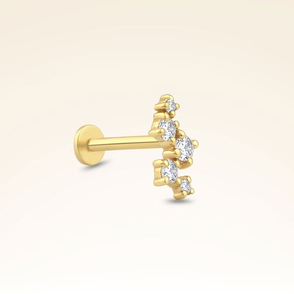 0,08 Karat Pırlanta Beş Taşlı Piercing - Pare Pırlanta