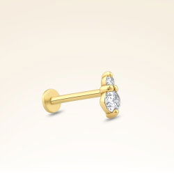 0,08 Karat Pırlanta İki Taşlı Piercing - 2