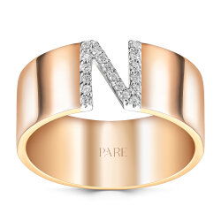 0,08 Karat Pırlantalı Trend Harf Yüzük - PR01710 - 1