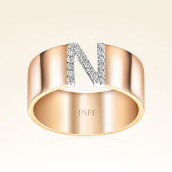 0,08 Karat Pırlantalı Trend Harf Yüzük - 1