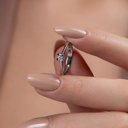 0,08 Karat Tektaş Kalp Pırlanta Yüzük - 5