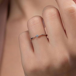 0,08 Karat Pırlanta Tektaş Yüzük - 5