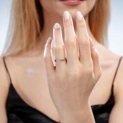 0,08 Karat Tektaş Pırlanta Yüzük - 4