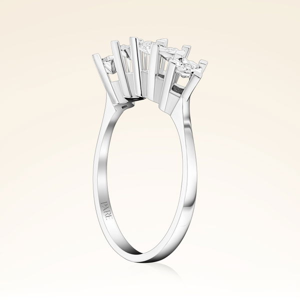 0,75 Karat Görünümlü Efektli Beştaş Pırlanta Yüzük - Pare Pırlanta