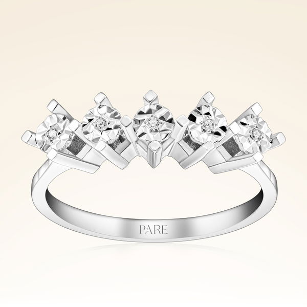 0,75 Karat Görünümlü Efektli Beştaş Pırlanta Yüzük - Pare Pırlanta