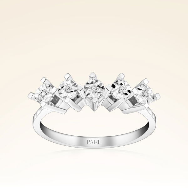 0,75 Karat Görünümlü Efektli Beştaş Pırlanta Yüzük - Pare Pırlanta