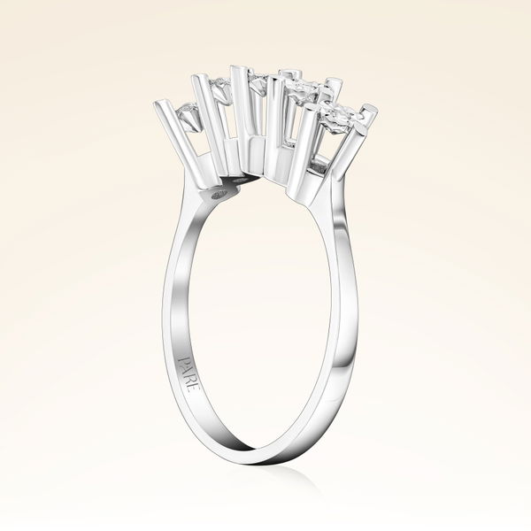 0,09 Karat Efektli Beştaş Pırlanta Yüzük - Pare Pırlanta