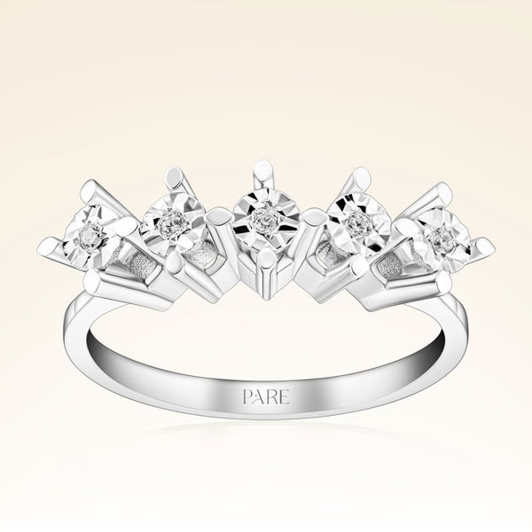 0,09 Karat Efektli Beştaş Pırlanta Yüzük - Pare Pırlanta