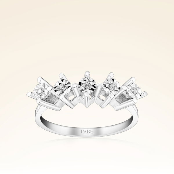 0,09 Karat Efektli Beştaş Pırlanta Yüzük - Pare Pırlanta