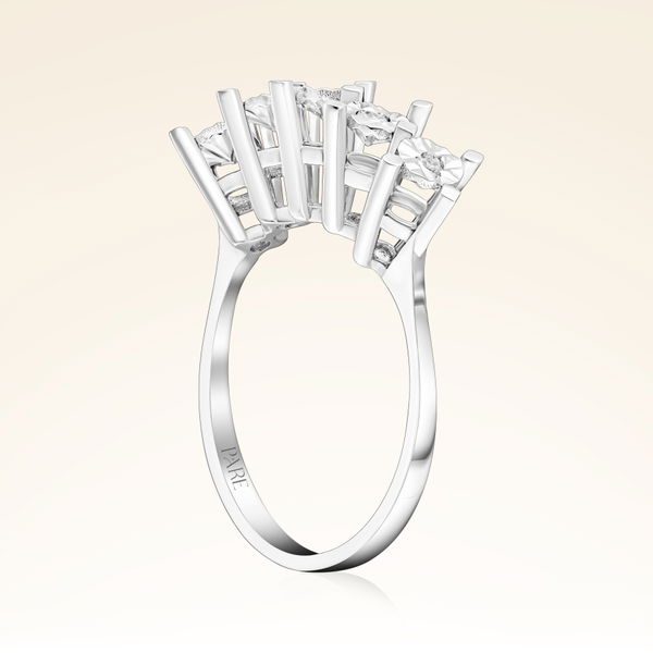 0,09 Karat Efektli Beştaş Pırlanta Yüzük - Pare Pırlanta