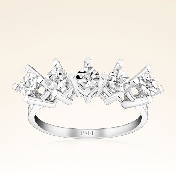 0,09 Karat Efektli Beştaş Pırlanta Yüzük - Pare Pırlanta