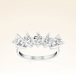 0,09 Karat Efektli Beştaş Pırlanta Yüzük - 1