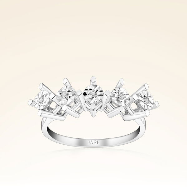 0,09 Karat Efektli Beştaş Pırlanta Yüzük - Pare Pırlanta