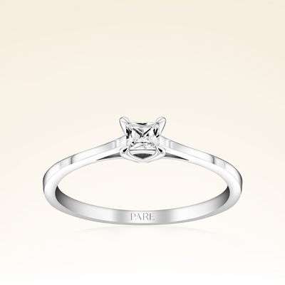 0,09 Karat Prenses Kesim Tektaş Pırlanta Yüzük - Pare Pırlanta