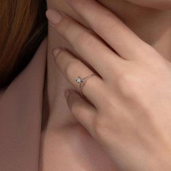 0,09 Karat Pırlanta Tektaş Yüzük - 5