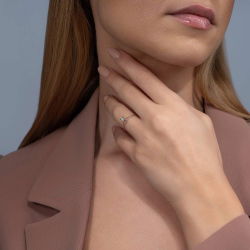 0,09 Karat Pırlanta Tektaş Yüzük - 4