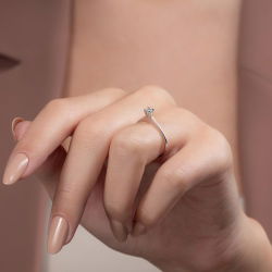 0,09 Karat Pırlanta Tektaş Yüzük - 6