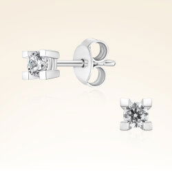 0,10 Karat Efektli Tektaş Pırlanta Küpe - 1