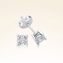 0,10 Karat Efektli Tektaş Pırlanta Küpe - 1