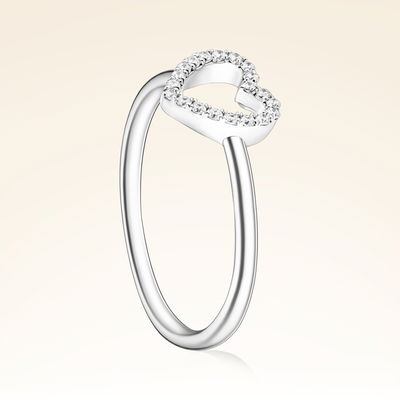 0,10 Karat Pırlanta Kalp Yüzük - Pare Pırlanta