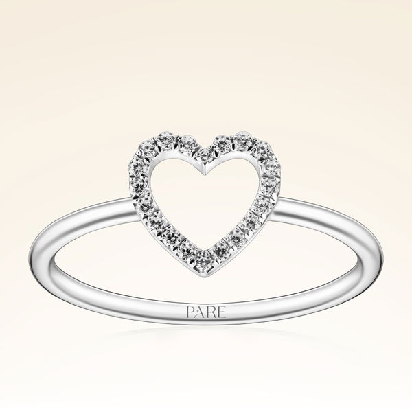 0,10 Karat Pırlanta Kalp Yüzük - Pare Pırlanta