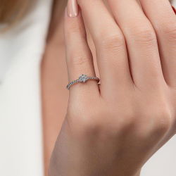 0,10 Karat Fantezi Pırlanta Çiçek Yüzük - PR00099 - 3