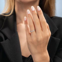 0,10 Karat Pırlanta Zincirli Yüzük - 3