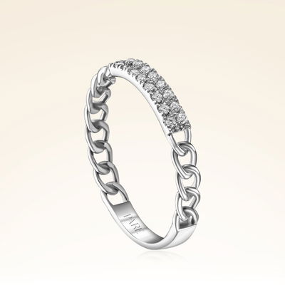 0,10 Karat Pırlanta Zincirli Yüzük - Pare Pırlanta