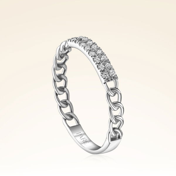 0,10 Karat Pırlanta Zincirli Yüzük - Pare Pırlanta