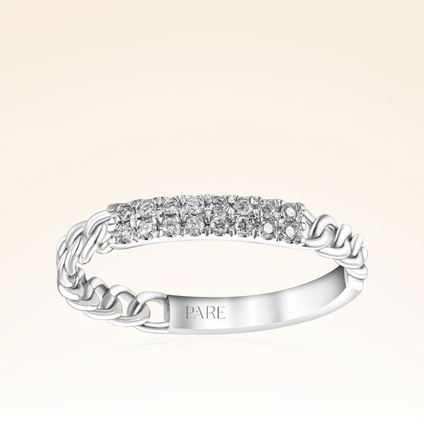 0,10 Karat Pırlanta Zincirli Yüzük - Pare Pırlanta