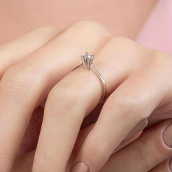 0,10 Karat Pırlanta Tektaş Yüzük - 7