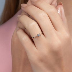 0,10 Karat Pırlanta Tektaş Yüzük - 5