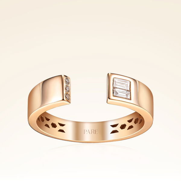 0,10 Karat Pırlanta Baget Taşlı Rose Yüzük - Pare Pırlanta