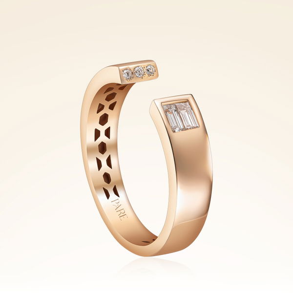 0,10 Karat Pırlanta Baget Taşlı Rose Yüzük - Pare Pırlanta