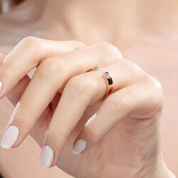 0,10 Karat Pırlanta Baget Taşlı Rose Yüzük - 4