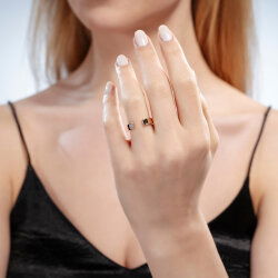 0,10 Karat Pırlanta Baget Taşlı Rose Yüzük - 3