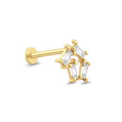0,10 Karat Pırlanta Baget Taşlı Piercing - P0004074 - 2