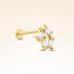 0,10 Karat Pırlanta Baget Taşlı Piercing - 2