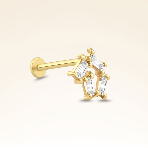 0,10 Karat Pırlanta Baget Taşlı Piercing - Pare Pırlanta