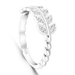 0,10 Karat Pırlantalı Yaprak Trend Yüzük - PR01458 - 2