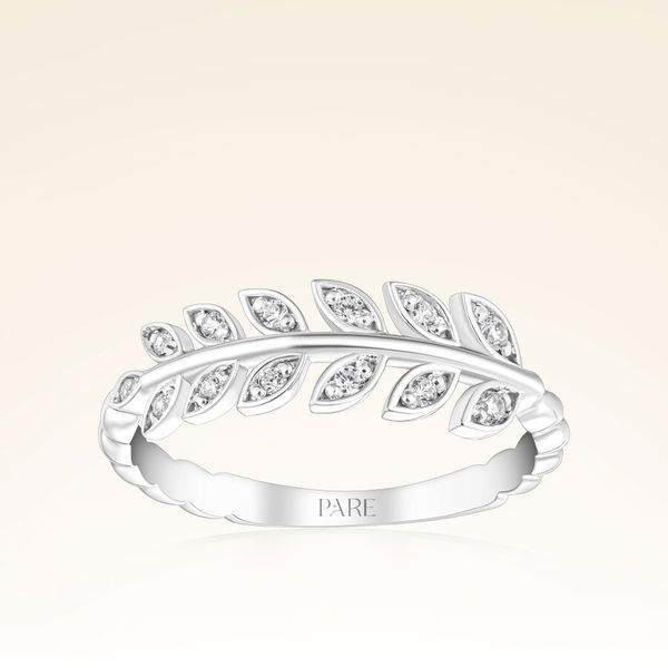 0,10 Karat Pırlantalı Yaprak Trend Yüzük - Pare Pırlanta