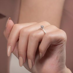 0,10 Karat Tektaş Kalp Pırlanta Yüzük - 6