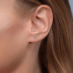 0,10 Karat Tektaş Pırlanta Küpe - PR00938 - 3