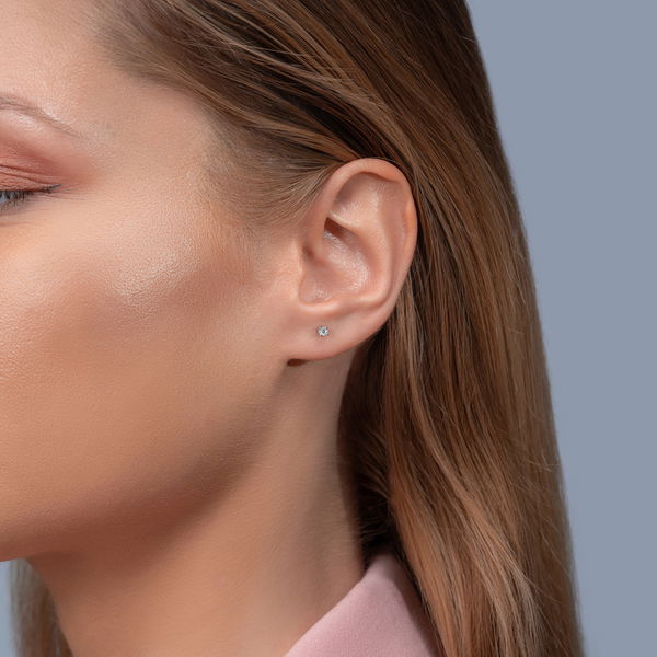 0,10 Karat Tektaş Pırlanta Küpe - Pare Pırlanta