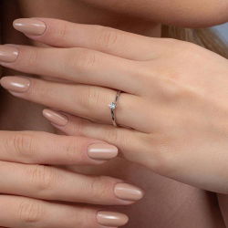 0,10 Karat Pırlanta Tektaş Yüzük - 5