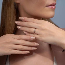 0,10 Karat Pırlanta Tektaş Yüzük - 4