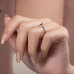 0,10 Karat Pırlanta Tektaş Yüzük - 6