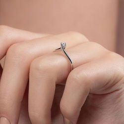 0,10 Karat Pırlanta Tektaş Yüzük - 7